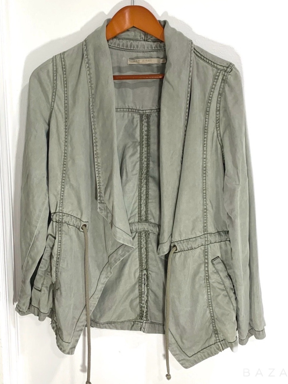 Max Jeans Utility Jacket‎ Waterfall Open Front Drawstring Y2k Coastal Casual XL